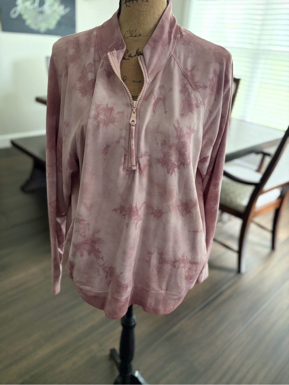 Johnny Was Mauve Tie-Dye Half-Zip Pullover